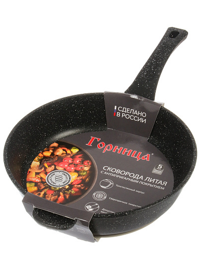 Сковорода литой алюминий, 28 см, антипригарное покрытие, Горница, Гранит Induction, пластиковая ручка, индукция, Ис2851аг