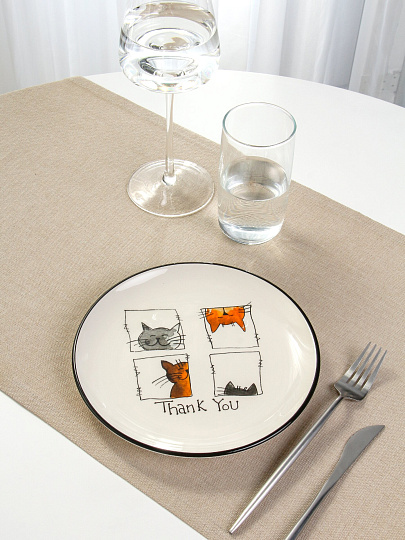 Тарелка доломит, 21х21х2.3 см, круглая, Cats, Daniks