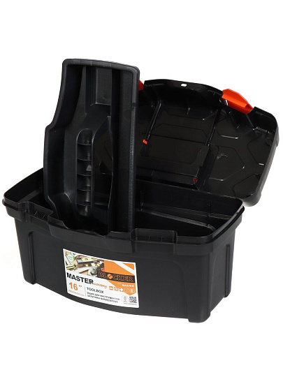 Ящик для инструментов, 16 '', 21.4х40.5х23 см, пластик, Blocker, Master Economy, + органайзер, BR6671ЧРОР