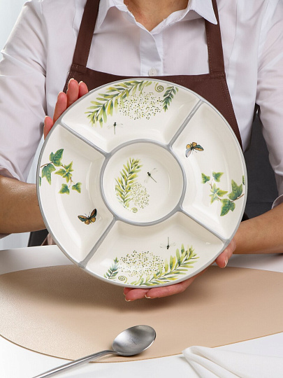 Менажница керамика, 26 см, 5 секций, Prima Collection, Дикий папоротник, PC75WF5