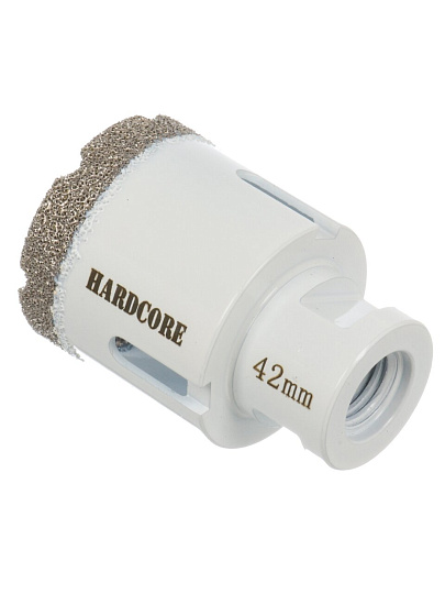 Коронка алмазная, по керамограниту, Hardcore, М14, диаметр 42 мм, для УШМ, 155042