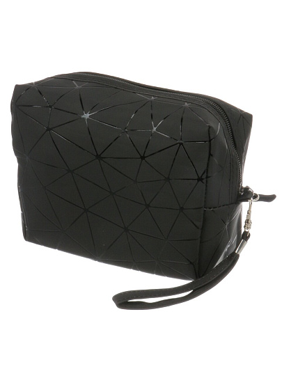 Косметичка восьмиугольная, с ромбовидной сеткой, черная 17Х7Х13см, A080076