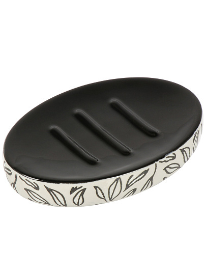 Мыльница настольная, Черно-белая , керамика, 13.9х9.7х2.4 см, белая, BCE1160AA-SD