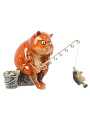 Фигурка декоративная полистоун, Кот-рыбак, 18х10х12.5 см, A020280