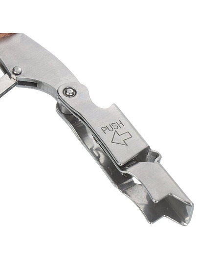 Штопор нарзанник профессиональный, нержавеющая сталь, дерево, 12.2 см, Daniks, Y4-8919