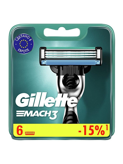 Сменные кассеты для бритв Gillette, Mach3, для мужчин, 6 шт