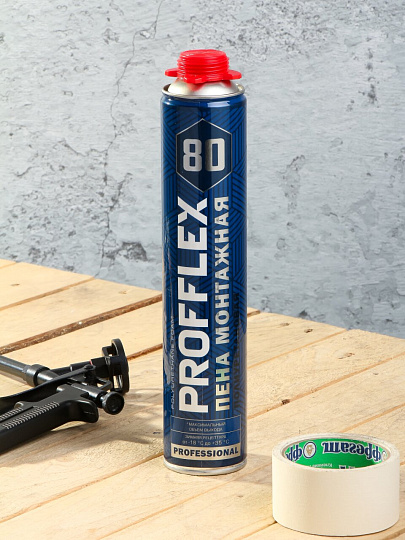 Пена монтажная Profflex, профессиональная, 80 л, 1 л, 1 кг, зимняя, 01901