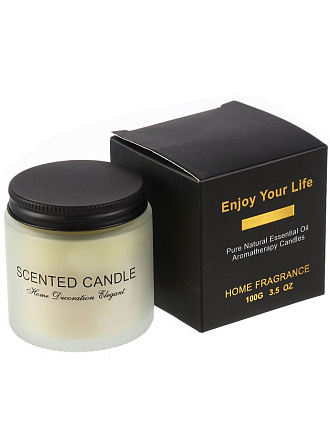 Свеча 6.5х5.5х5.5 см, в банке, белый матовая, воск, А030167