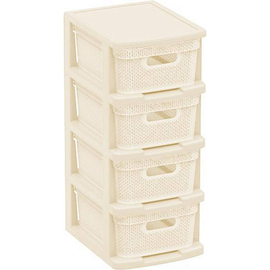 Комод 4 ящика, Ajur, 30х37х73 см, слоновая кость, плетеный, BQ3796СЛК, BranQ
