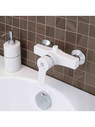 Смеситель для душа, РМС, с картриджем, пластиковый корпус, белый, PL5-003