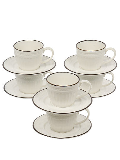 Набор чайный керамика, 12 предметов, на 6 персон, 220 мл, молочный, Классик, B060507