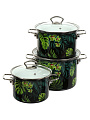 Набор посуды эмалированная сталь, 3 предмета, кастрюли 2.4,3.4,5 л, индукция, Керченский металлургический завод, Тропическая ночь-5-1-Элит - фото 3
