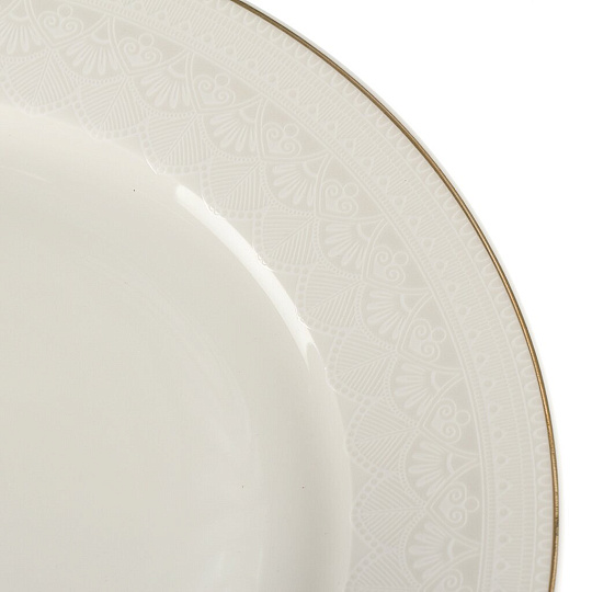 Тарелка обеденная, фарфор, 25 см, круглая, White Lace, Fioretta, TDP670