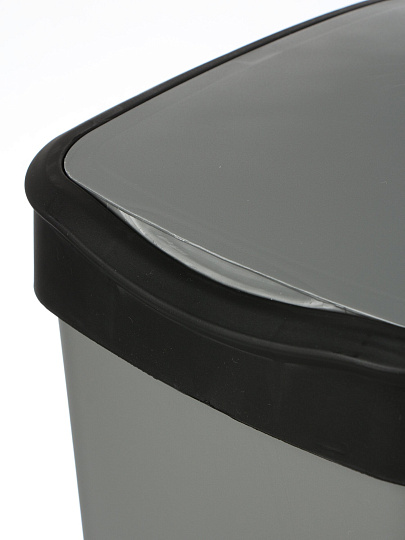 Контейнер для мусора пластик, 20 л, прямоугольный, с крышкой, серый металлик, черный, Violet, Tandem, 842058