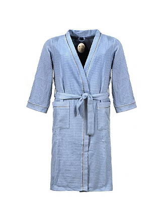 Халат унисекс, вафельный, 100% хлопок, голубой, L-XL, 48-50, Barkas, AI-0106015