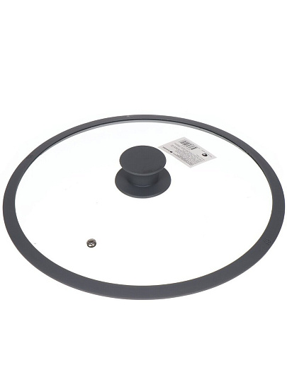 Крышка для посуды стекло, 28 см, Daniks, Мрамор, серая, с силиконовым ободом, HA380-2