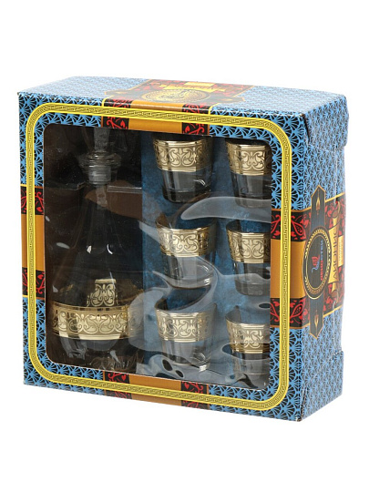 Набор для спиртного 7 предметов, стекло, графин, стопка 6 шт 50 мл, подарочная упаковка, Декостек, Твист, 1231-ГНМ