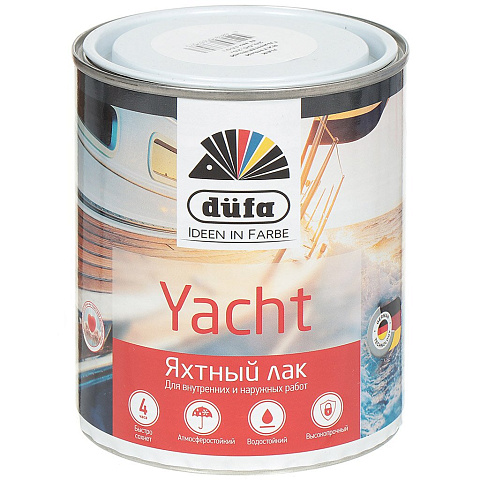 Лак Dufa, Retail Yacht, яхтный, глянцевый, алкидно-уретановый, для внутренних работ, 0.75 л