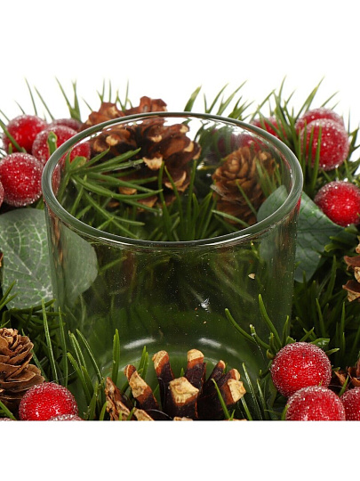 Подсвечник 1 свеча, 24 см, с ягодами, для свечи до 8.5 см, SYSGZSA-4623013