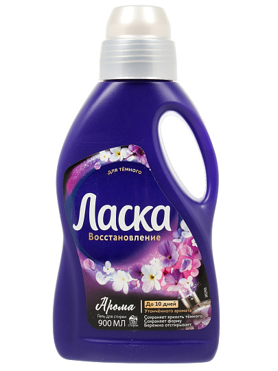 Гель для стирки Ласка, 0.9 л, для темного белья, Арома