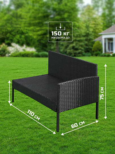 Мебель садовая Green Days, Гранд де Люкс, стол, 80х45х38 см, 2 дивана, подушка, 150 кг, бежевые подушки, угловой диван 165х60х75 см, 110х60.75 см, YTRS23088