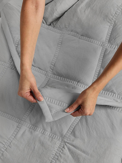 Покрывало евро, 240х260 см, 100% полиэстер, Silvano, Гранни, светло-серое