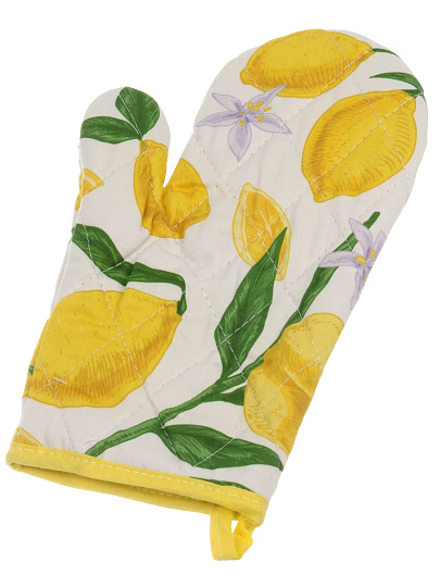 Прихватка-варежка, 26х18 см, 100% хлопок, лимоны, Узб-н
