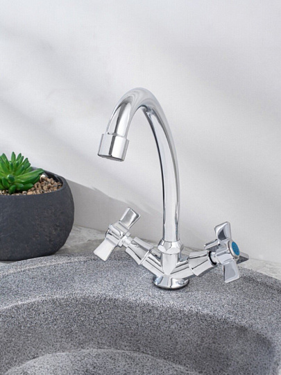 Смеситель для кухни, РМС, с кран-буксой, хром, SL118-271F