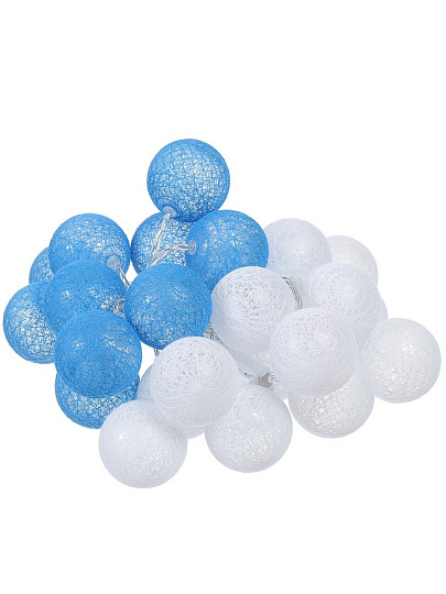 Гирлянда 25 ламп, 5 м, 1 режим, Шары, холодный белый свет, белая, в помещении, на батарейках, LED, Y4-7527