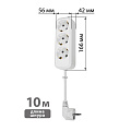 Удлинитель 3 гнезда, 10 м, с заземлением, 16 А, 3680 Вт, белый, TDM Electric, Народный, SQ1303-1404 - фото 5