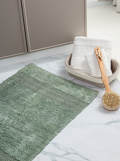 Коврик для ванной хлопок, 0.5Х0.8 м, голубая полоса, Silvano, Лиона