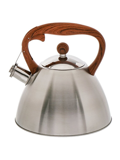 Чайник нержавеющая сталь, 2.7 л, со свистком, сатинированный, ручка бакелитовая, с силиконовым покрытием, Daniks, индукция, PR-2203