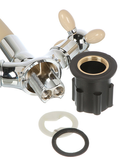 Смеситель для кухни, Антей, Радуга, гибкий излив, с кран-буксой, бежевый, 5770718-ANT