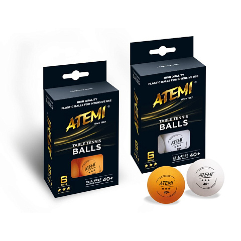 Мячи для настольного тенниса Atemi 3* белые, 6 шт., 00-00002286