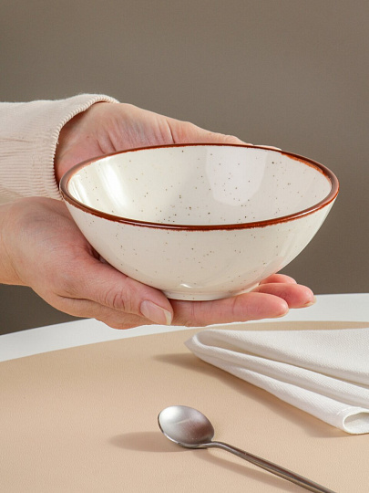 Салатник фарфор, 14 см, Теплый песок, Daniks, 15СЛ14006