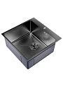 Мойка кухонная врезная, Mixline, Pro, нержавеющая сталь, 500х500х200 мм, 3 мм, выпуск 3 1/2, с сифоном, Нано декор, черный графит - фото 3