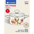 Кастрюля эмалированная сталь, 2 л, крышка стекло, цилиндрическая, Daniks, Iris, Y4-9062, индукция