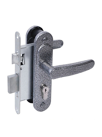 Замок врезной Абсолют, ЗВ4-3/03, БП-00013520, ручка в комплекте, цилиндровый, серебро-антик