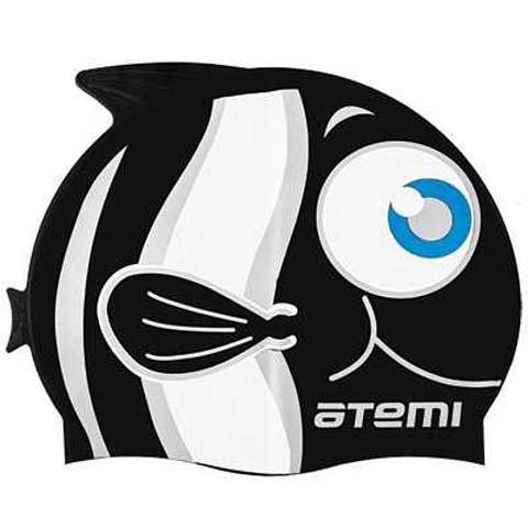 Шапочка для плавания Atemi, силикон (дет.), рыбка+, черная, FC102, 00000023873