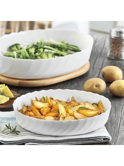 Форма для запекания стеклокерамика, 20х27х6 см, 2.2 л, овальная, Golden opal, TOM0008BWT