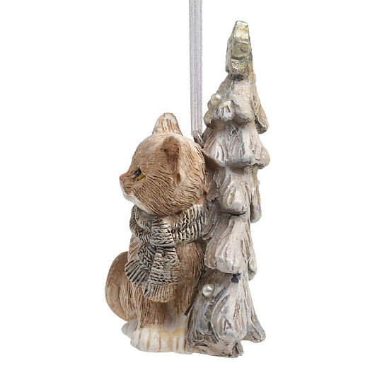 Фигурка декоративная полистоун, Котик, 6х4х8 см, елочное украшение, Lefard, 162-1300