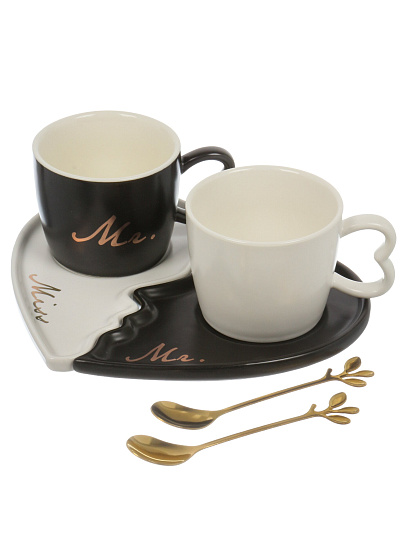 Набор чайный керамика, 6 предметов, на 2 персоны, 180 мл, в ассортименте, Мистер и миссис, B010420