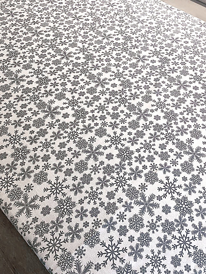 Клеенка 1.4х20 м, хлопок, с акриловым покрытием, Снежинки GREY, 3262