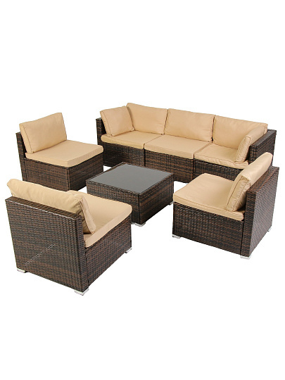 Мебель садовая стол, 65х65х38 см, 2 кресла, 1 диван, 75х75х63 см, C010241