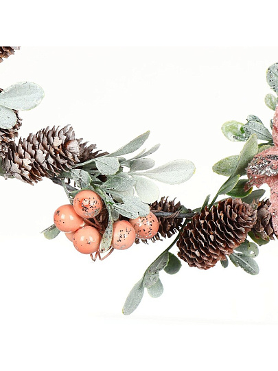 Венок рождественский 33 см, с ягодами и шишками, SYSGZSA- 4623089