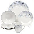 Сервиз столовый керамика, 16 предметов, на 4 персоны, Волна, YF2102, бело-синий