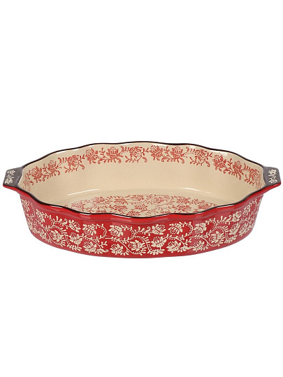 Форма для запекания керамика, 39.7х25.2х7.7 см, 3.2 л, фигурная, Ветви на красном, Y6-10303