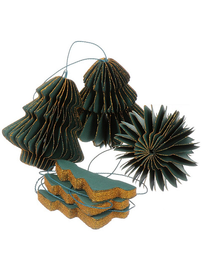 Елочное украшение Елка, 6 шт, зеленый с блеском, бумага, Y4-9801