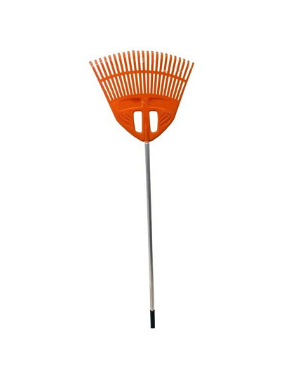 Грабли веерные, 23 зуб, пластик, 50 см, Инструм-Агро, Гардения, оранжевые, черенок алюминиевый, 010820-2