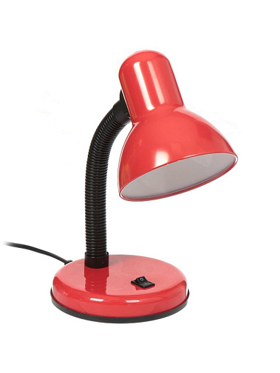 Светильник настольный на подставке, E27, 60 Вт, черный, абажур красный, Ultraflash, UF-301Р С04, 12898